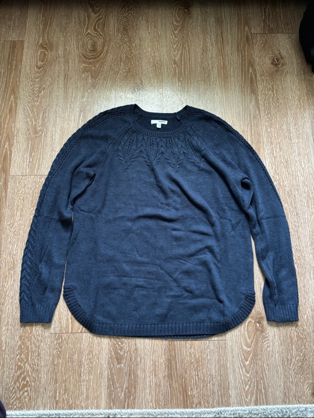 Sonoma navy blue cable knit cotton blend sweater, medium